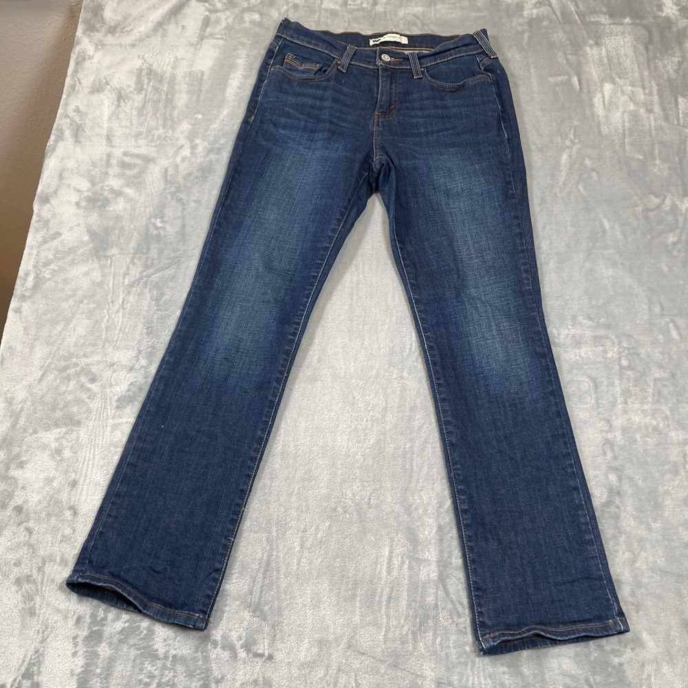 Levis Jeans Womens 4S W27 L30 505 Straight Leg Dark Wash Blue Flap Pocket Denim